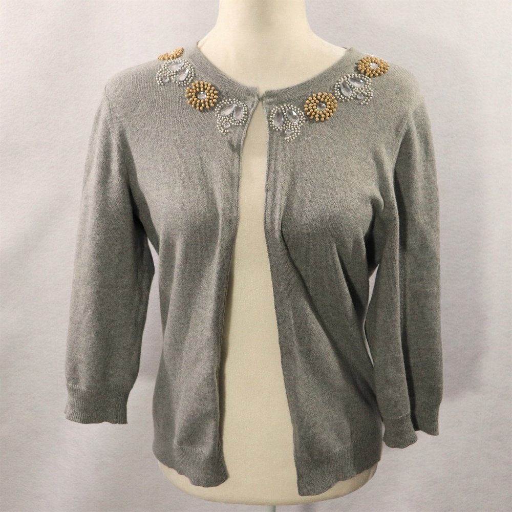 Banana Republic Gray Beaded Rhinestones Size M